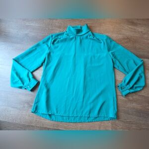 Vintage 80s 90s Country Sophisticates Pendleton Turtleneck Teal Blouse Womens